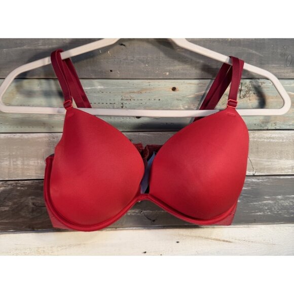 Victoria's Secret PINK Wear Everywhere SUPER Push-Up Bra 34DD PRE-OWNED RED - Picture 1 of 5